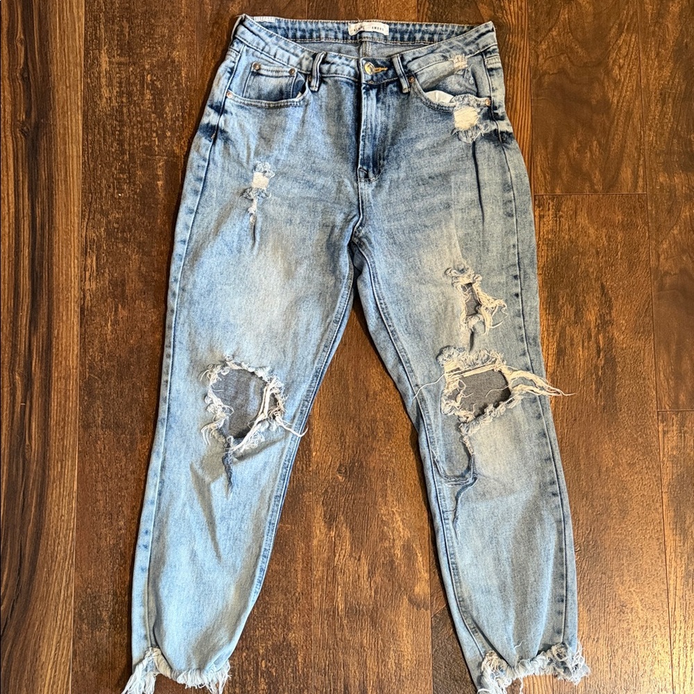 Almost Famous Light Blue Distressed Boyfriend Jeans